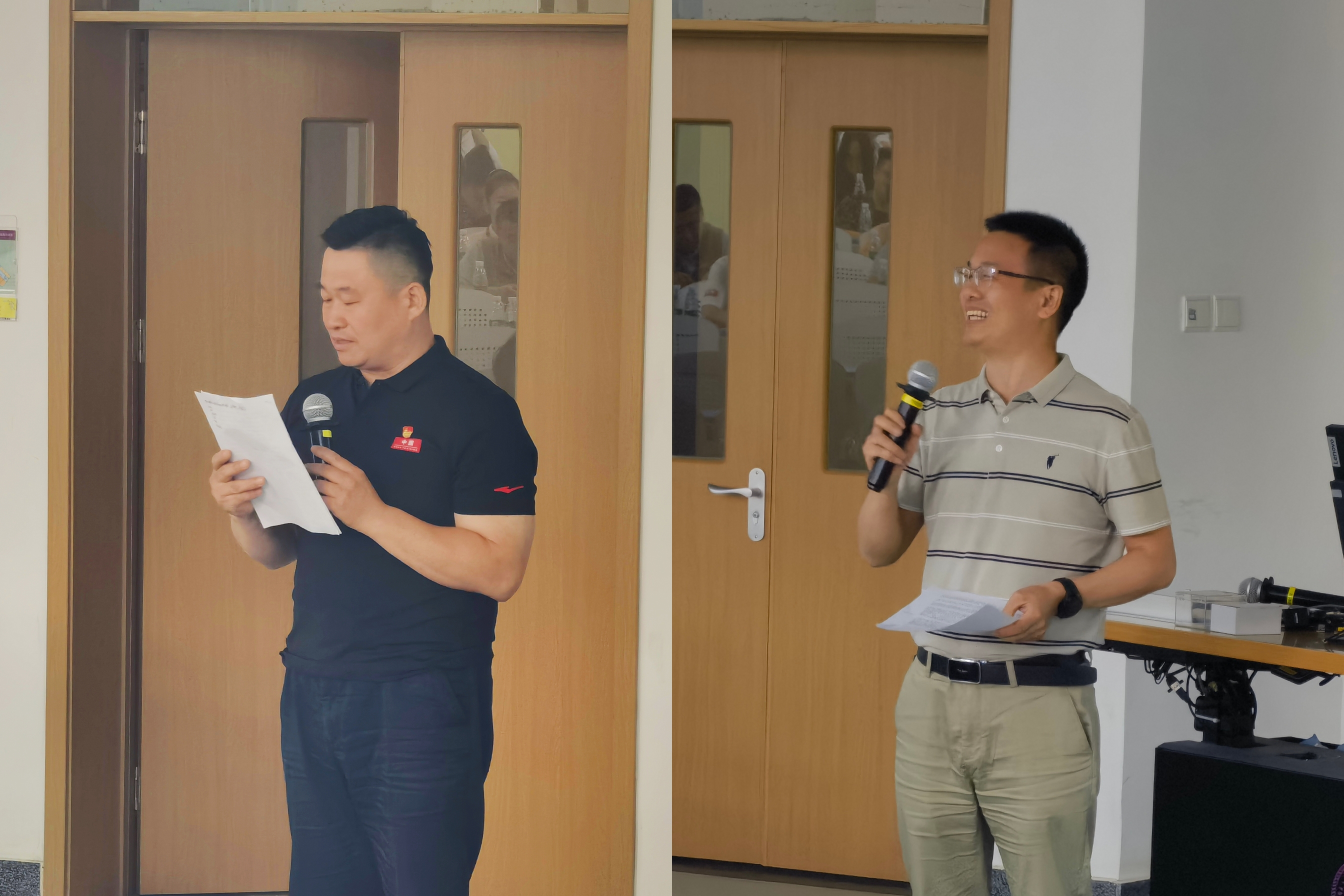 20230703-2023年新党员学习班-孟德华-新党员代表姜伟(左)、徐超(右)发言.jpg
